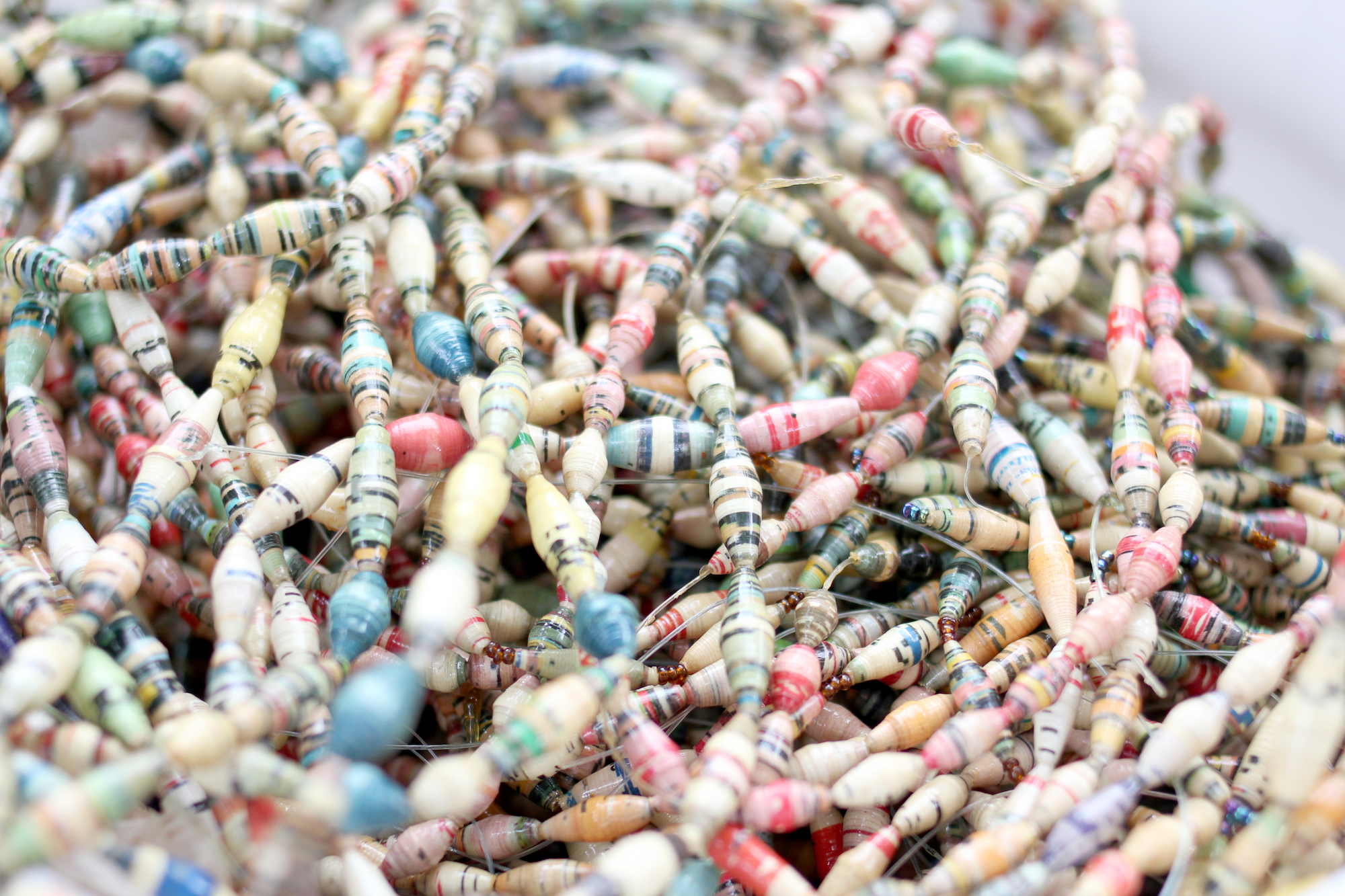 Close up of bead strands