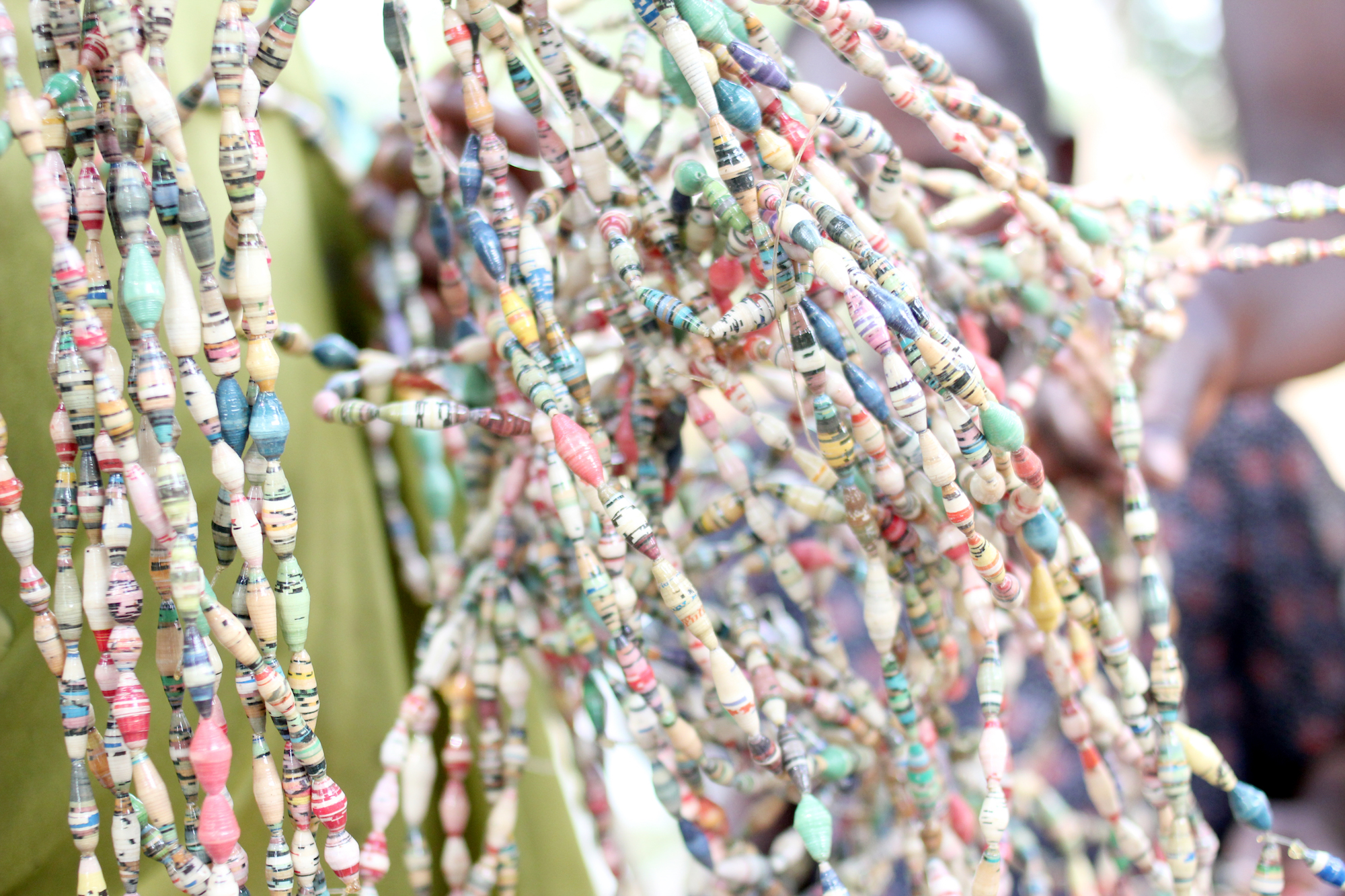 Close up of bead strands