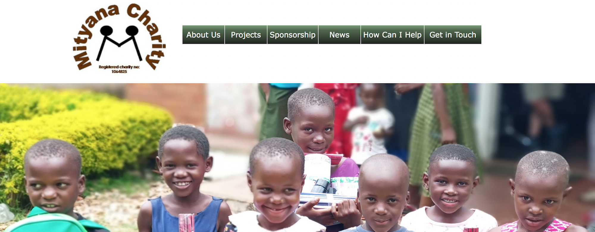 Screenshot of The Mityana Charity website