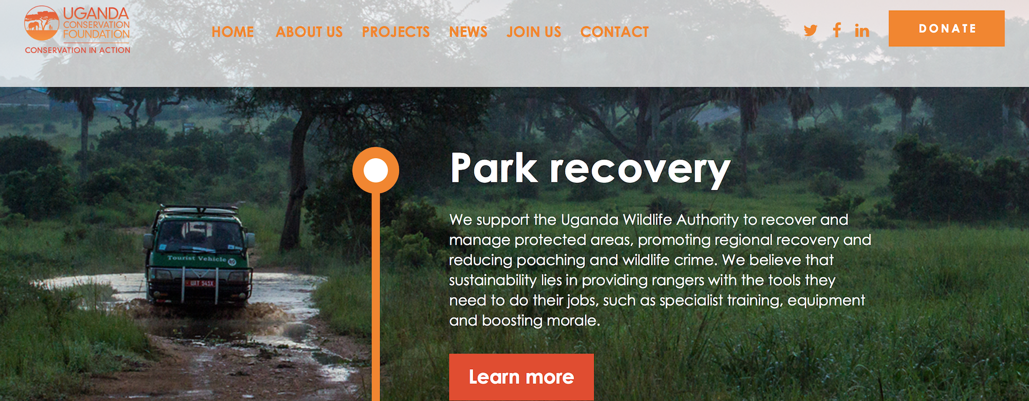 Screenshot of Uganda Conservation Foundation website
