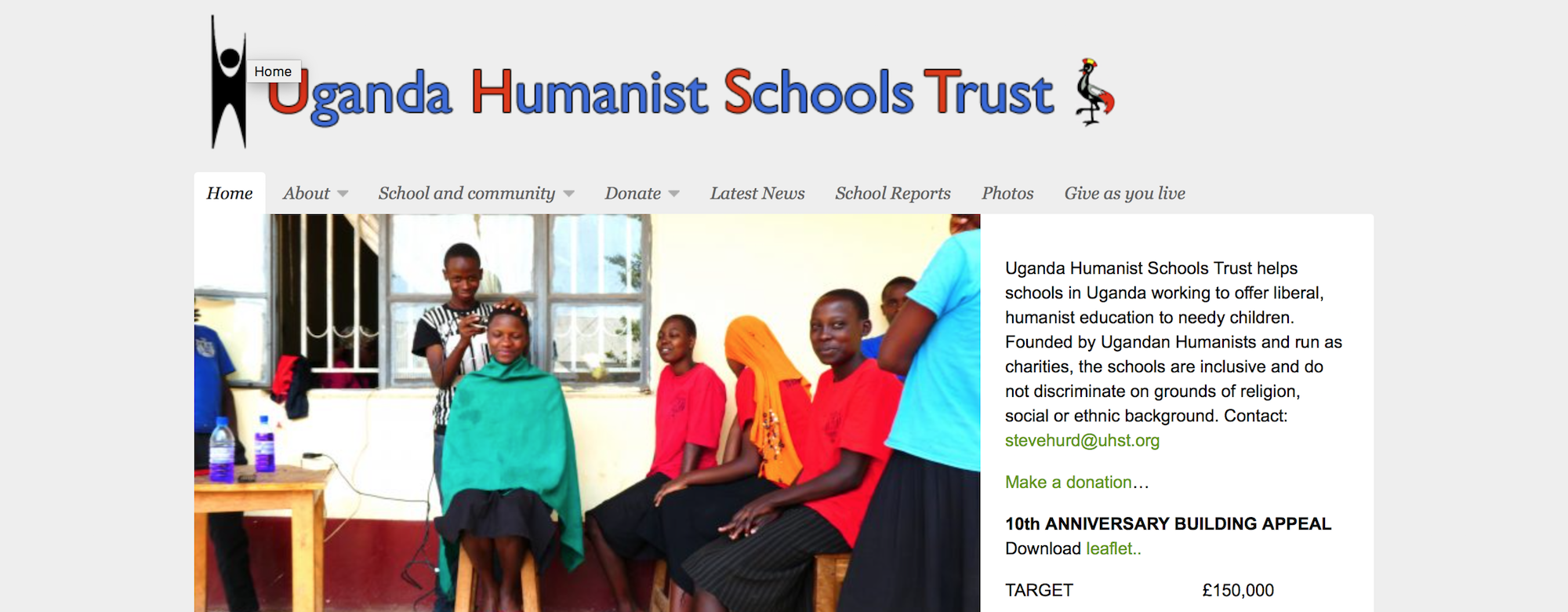 Screenshot of Uganda Humanist Schools Trust website