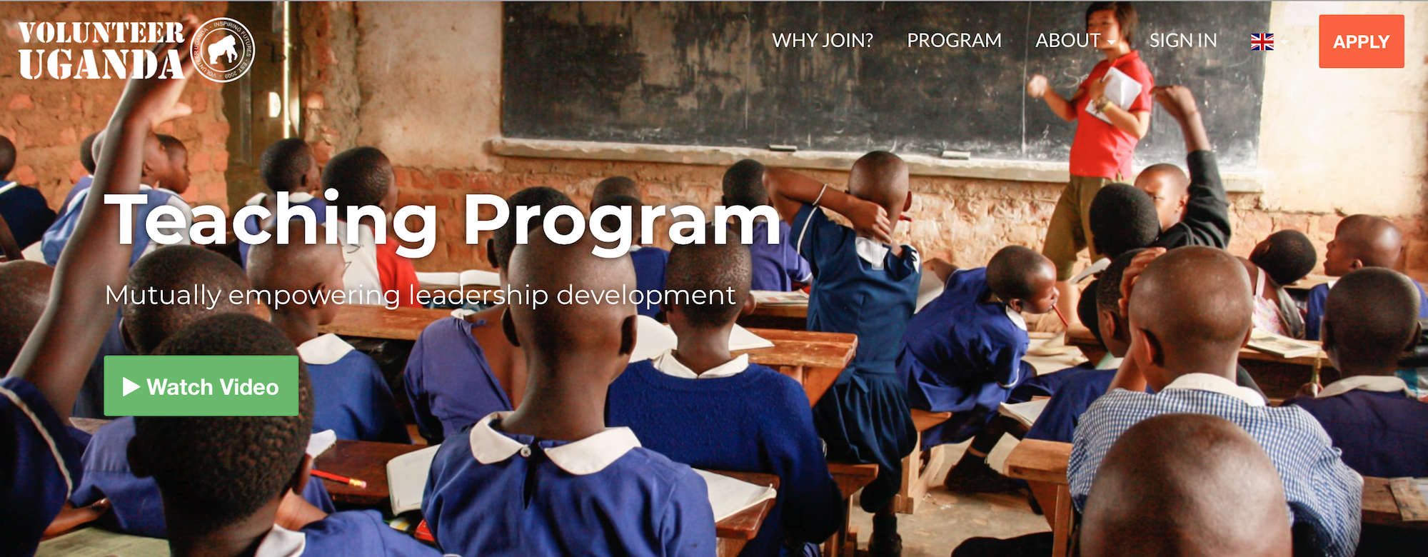 Screenshot of Volunteer Uganda website