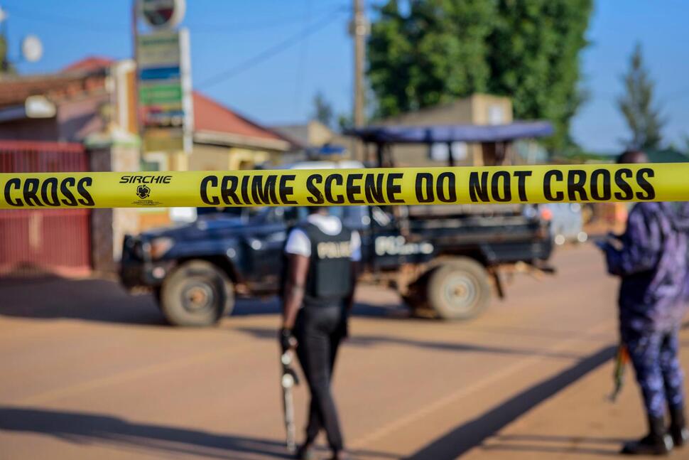 Police in Uganda behind crime scene tape